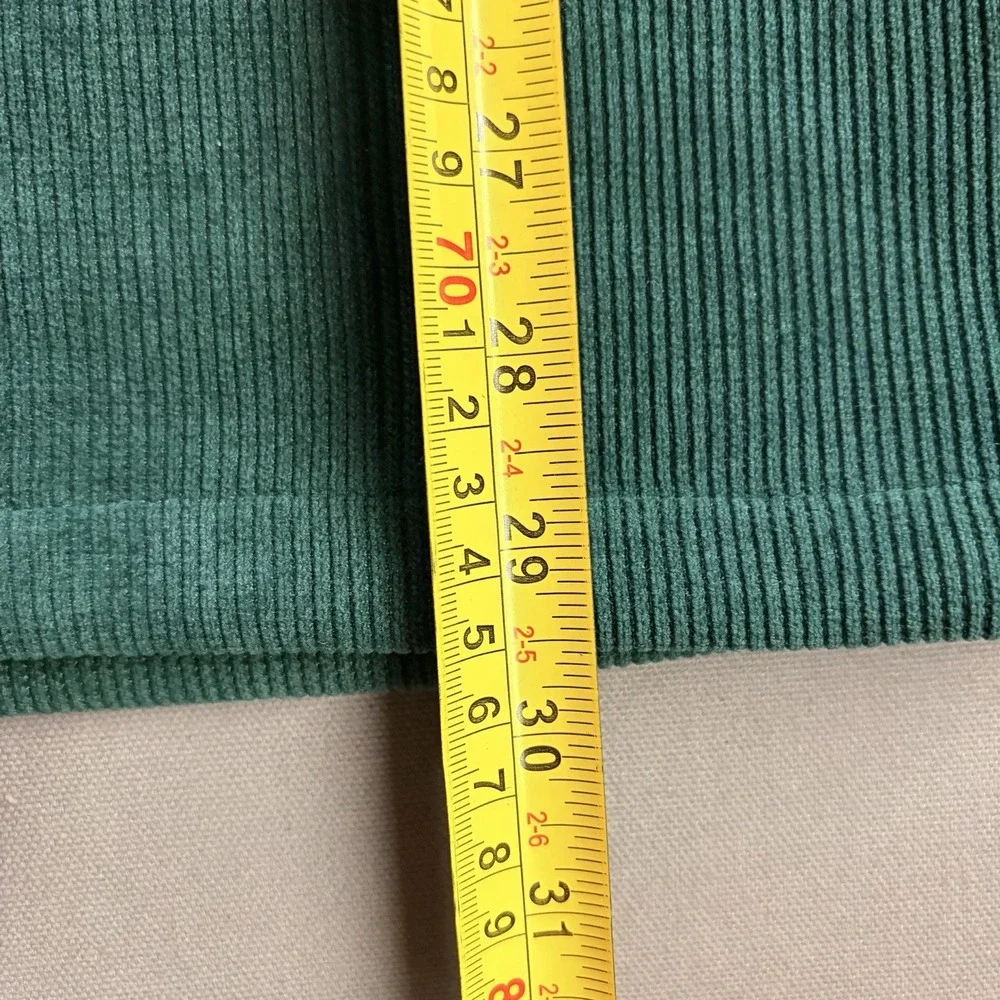 PrettyGarden Green Ribbed Chenille Corduroy Look Pencil Skirt Front Slit Sz 6